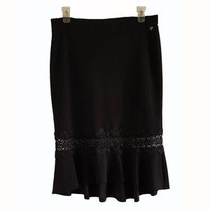 Thalia Sodi Flounce-Hem Pencil Skirt with Gorgeous Lace Insert